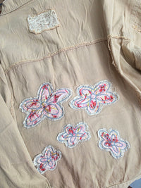 Khaki Lace Trim Denim Jacket