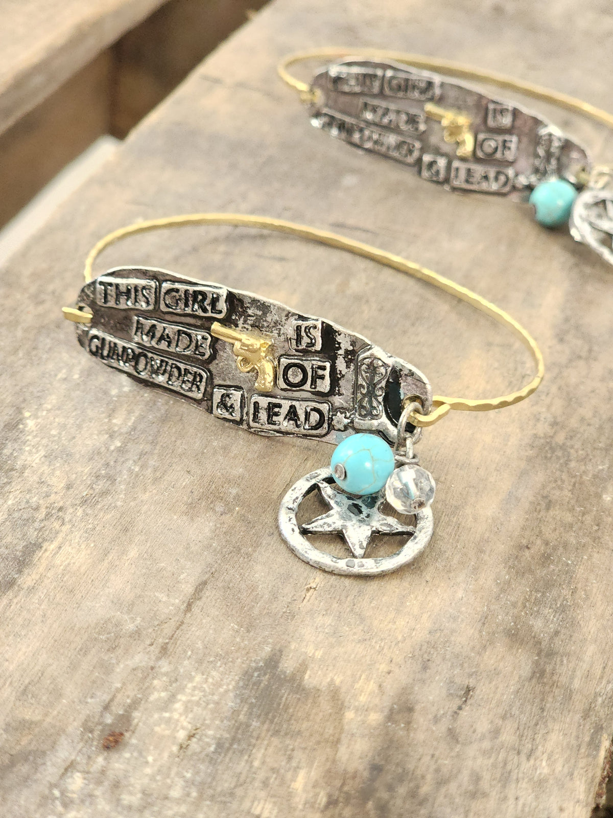 This girl is made of gunpowder and lead stamped bracelet