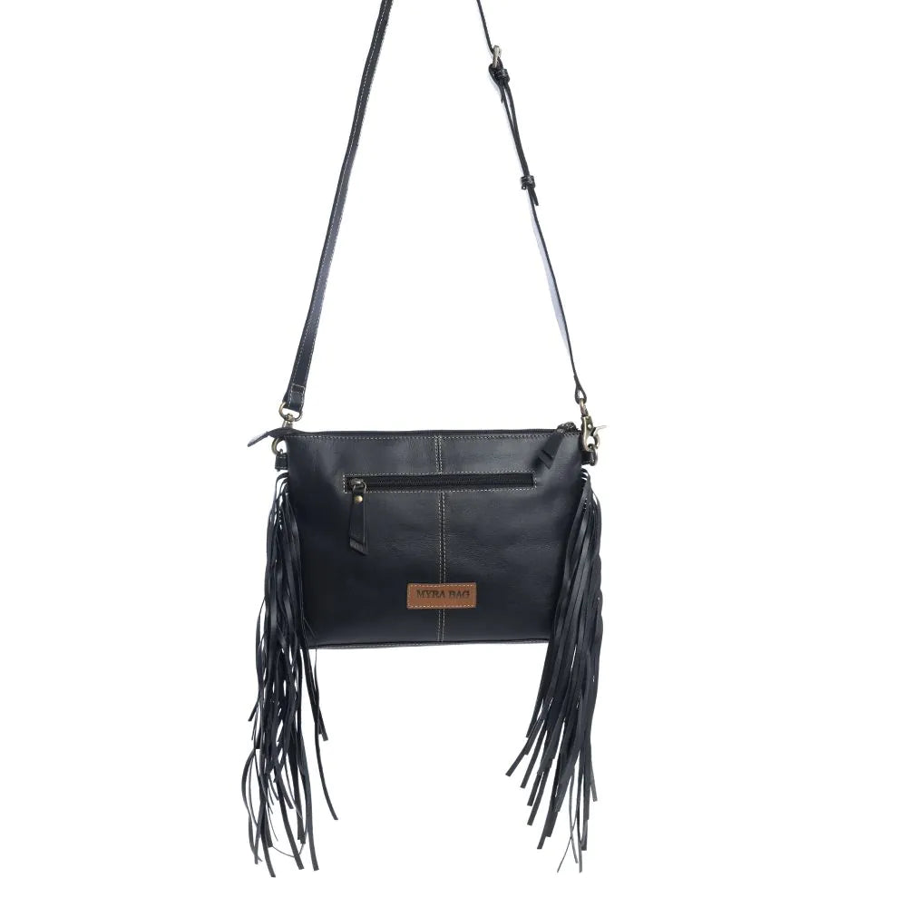 Sunflower Hand-tooled Leather Crossbody Bag with Fringe