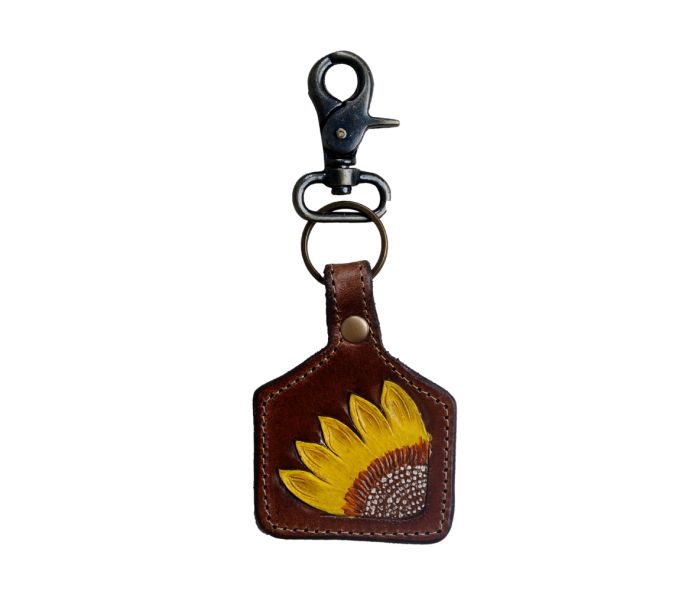 Sunflower leather key fob clip