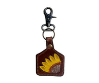 Sunflower leather key fob clip