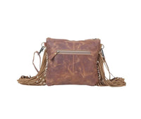 Dancing Sunflowers Leather Cross-body Purse with fringe