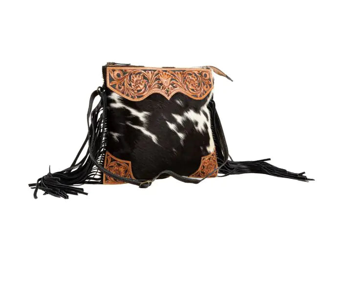 Sunny Fields Leather Cross-body Purse with leather tassels