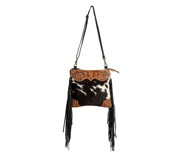 Sunny Fields Leather Cross-body Purse with leather tassels *