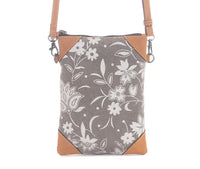 Floral Leather Corner Crossbody Bag