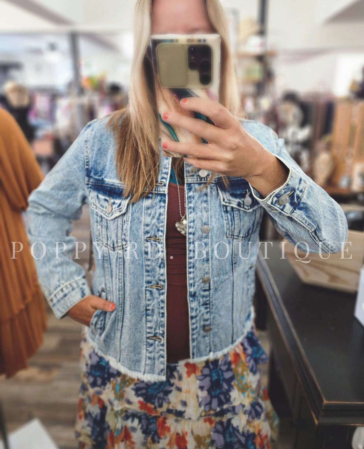 Distressed Hem Denim Jacket