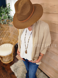 Bat Sleeve Knit Cardigan Beige