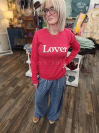 LOVER Graphic Sweatshirt: CRANBERRY HEATHER