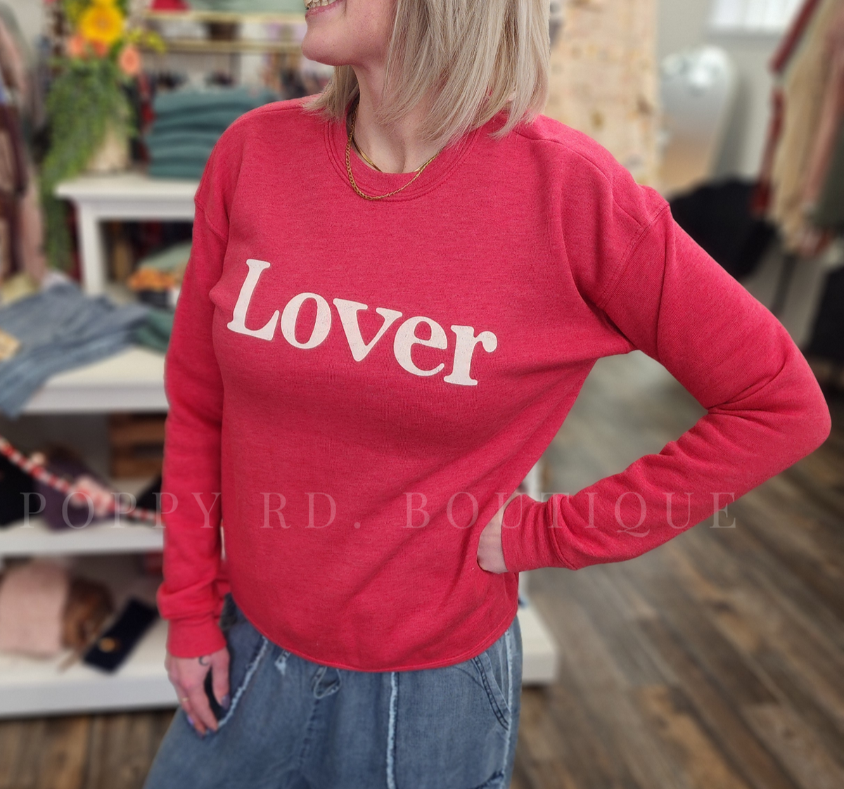 LOVER Graphic Sweatshirt: CRANBERRY HEATHER