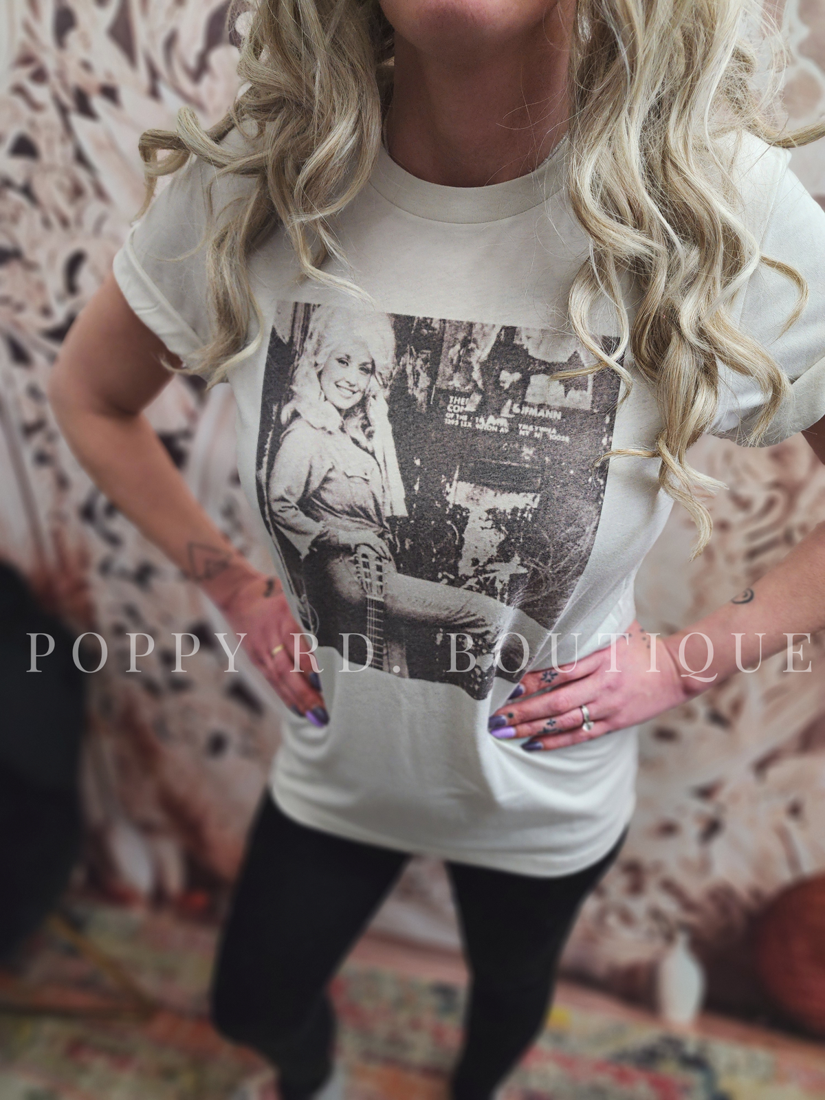 Miss Dolly Graphic Tee: Light Beige