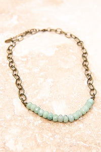 Glacial waters stone and link necklace