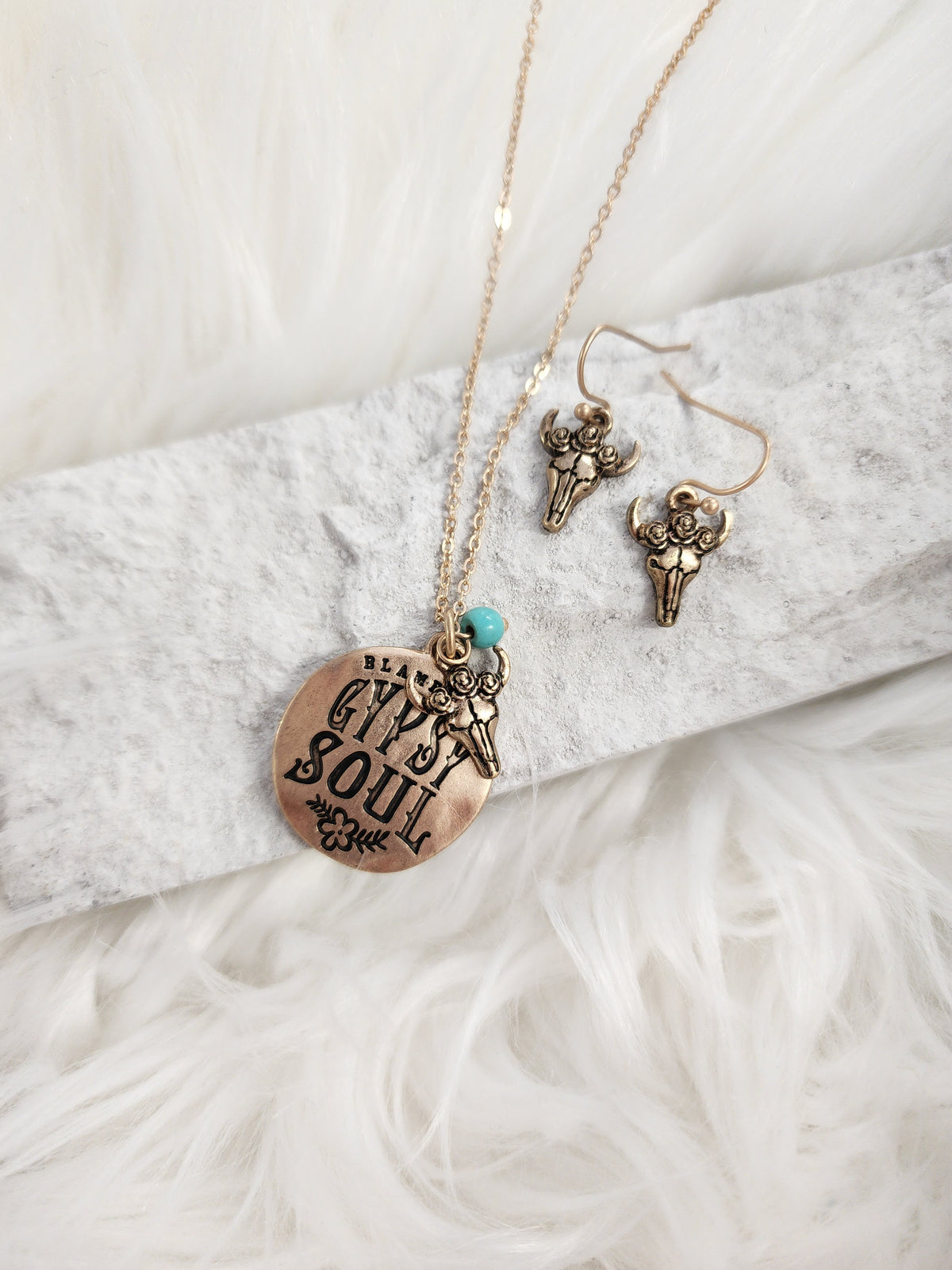 "Blame My Gypsy Soul" stamped necklace