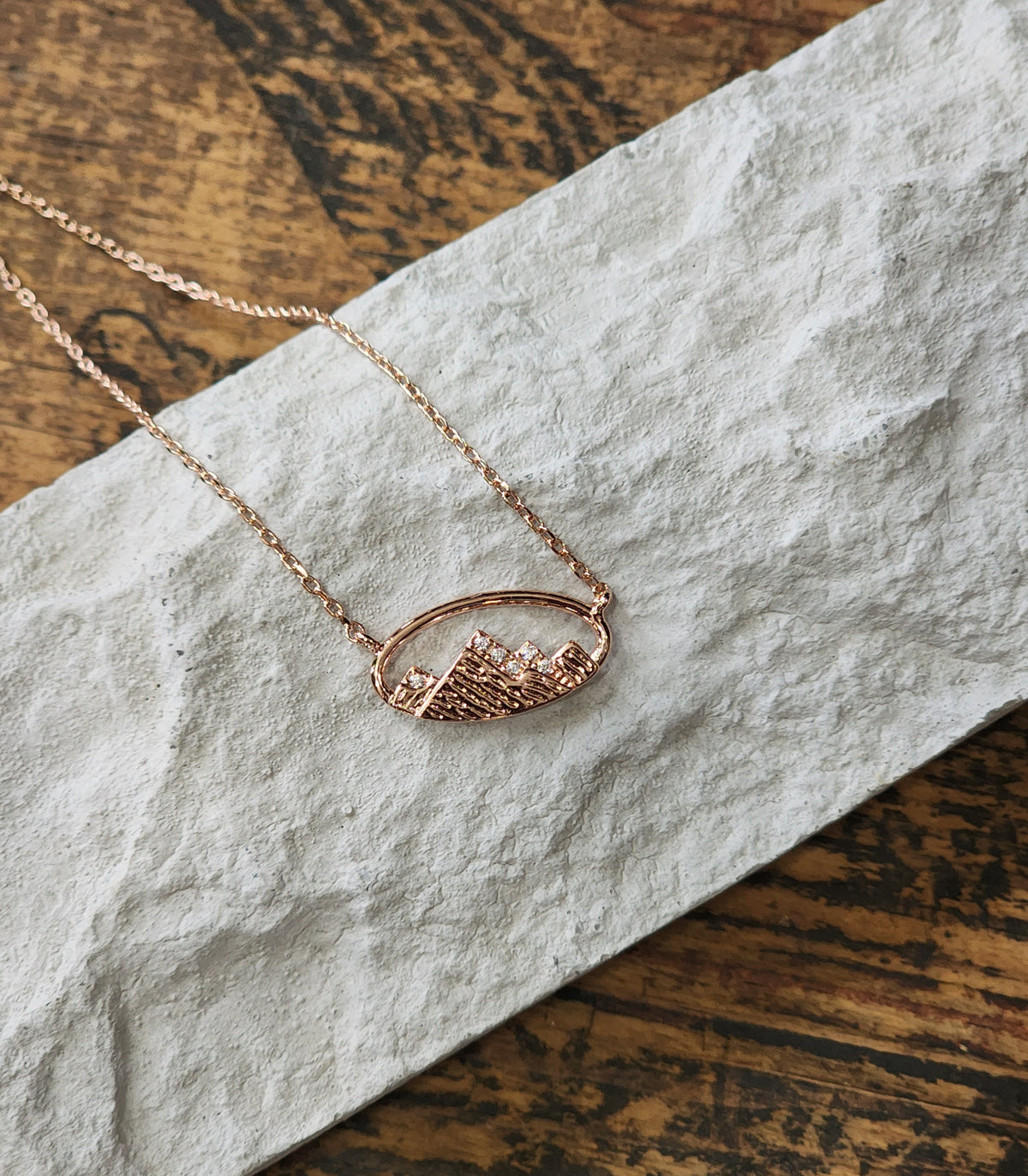 Mountain range necklace rose gold dipped