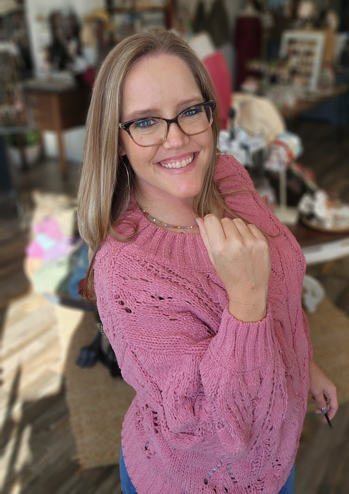 Monaca Cable Knit Off Shoulder Sweater in Mauve * on sale