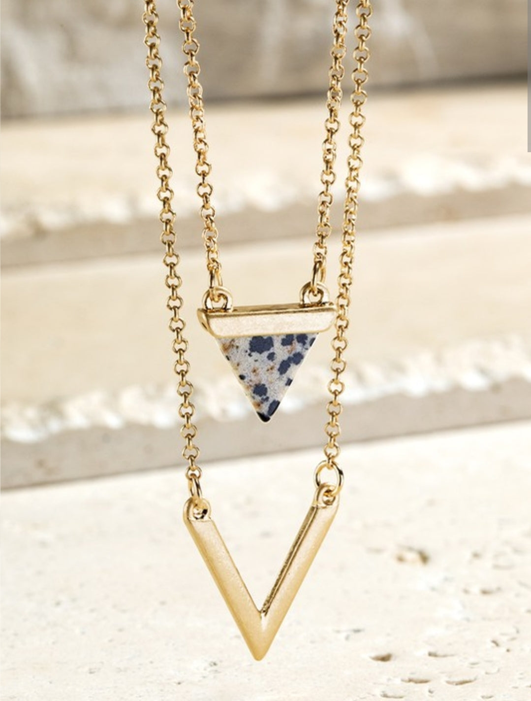 Dalmatian stone layered necklace