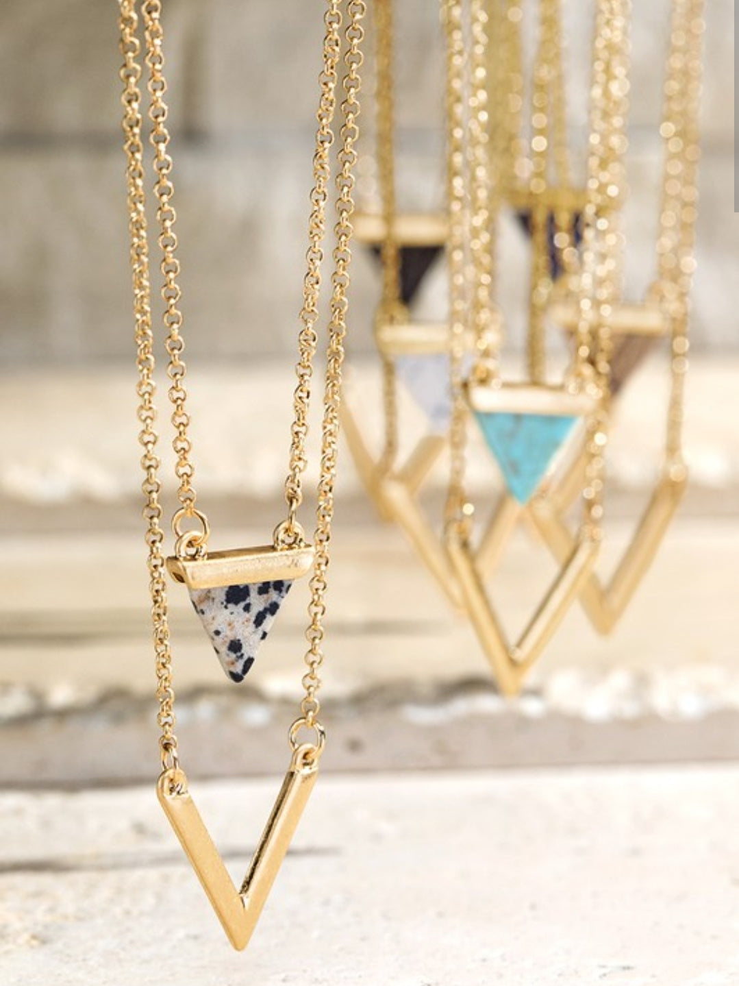 Dalmatian stone layered necklace