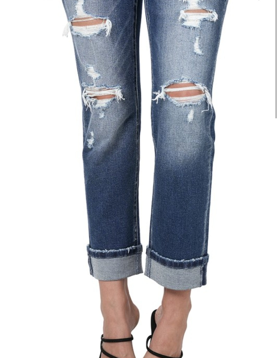 Distressed Cuffed Jean Pants * on sale