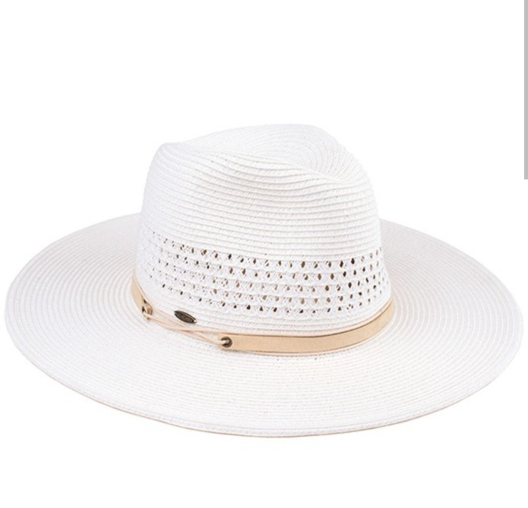 C.C. White panama hat with suede band * on sale