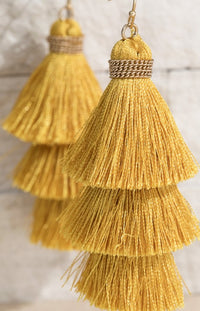 Mustard tassel earring