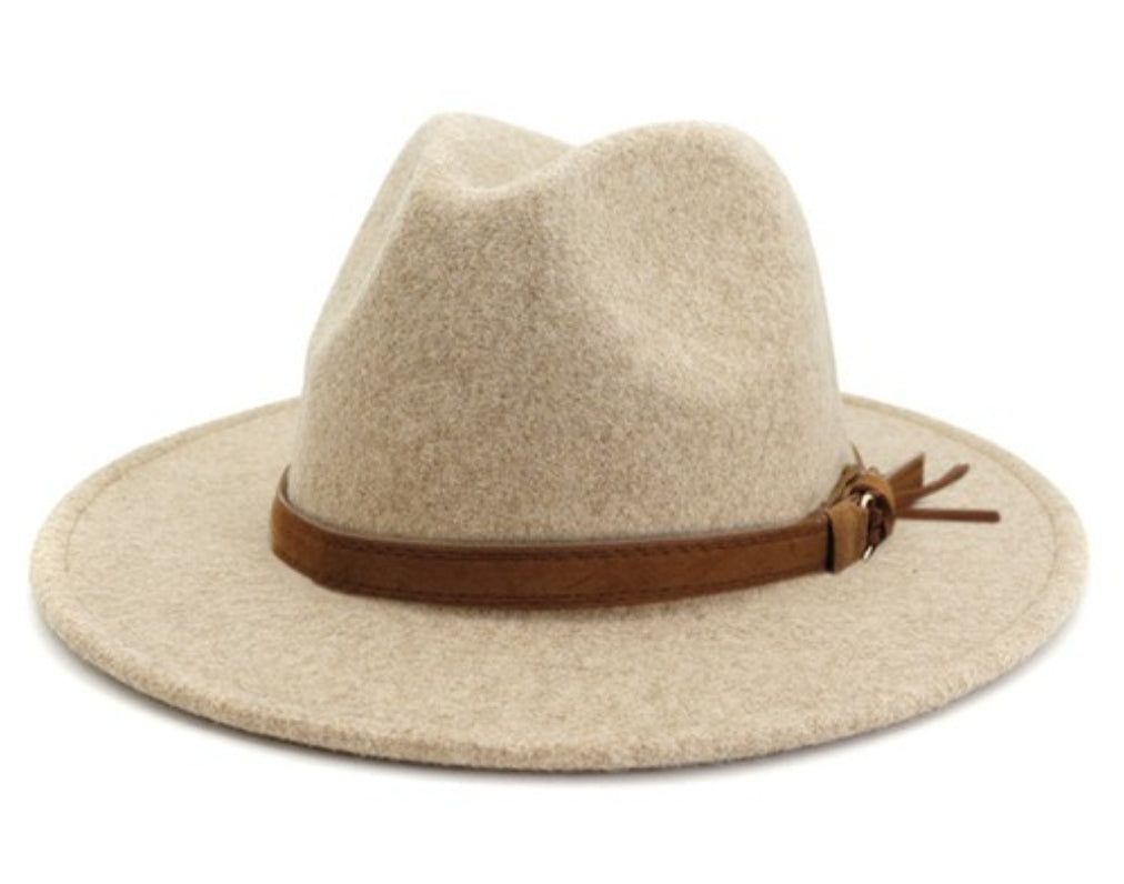 Sand Wool Panama hat with suede band