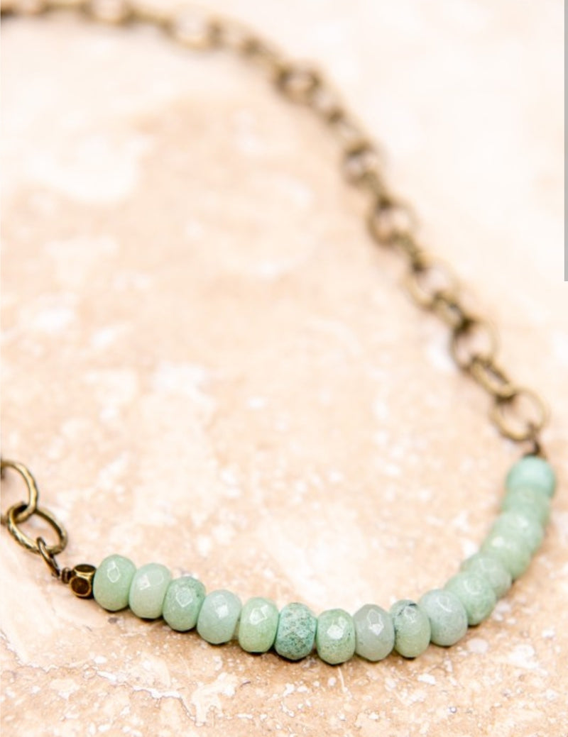 Glacial waters stone and link necklace