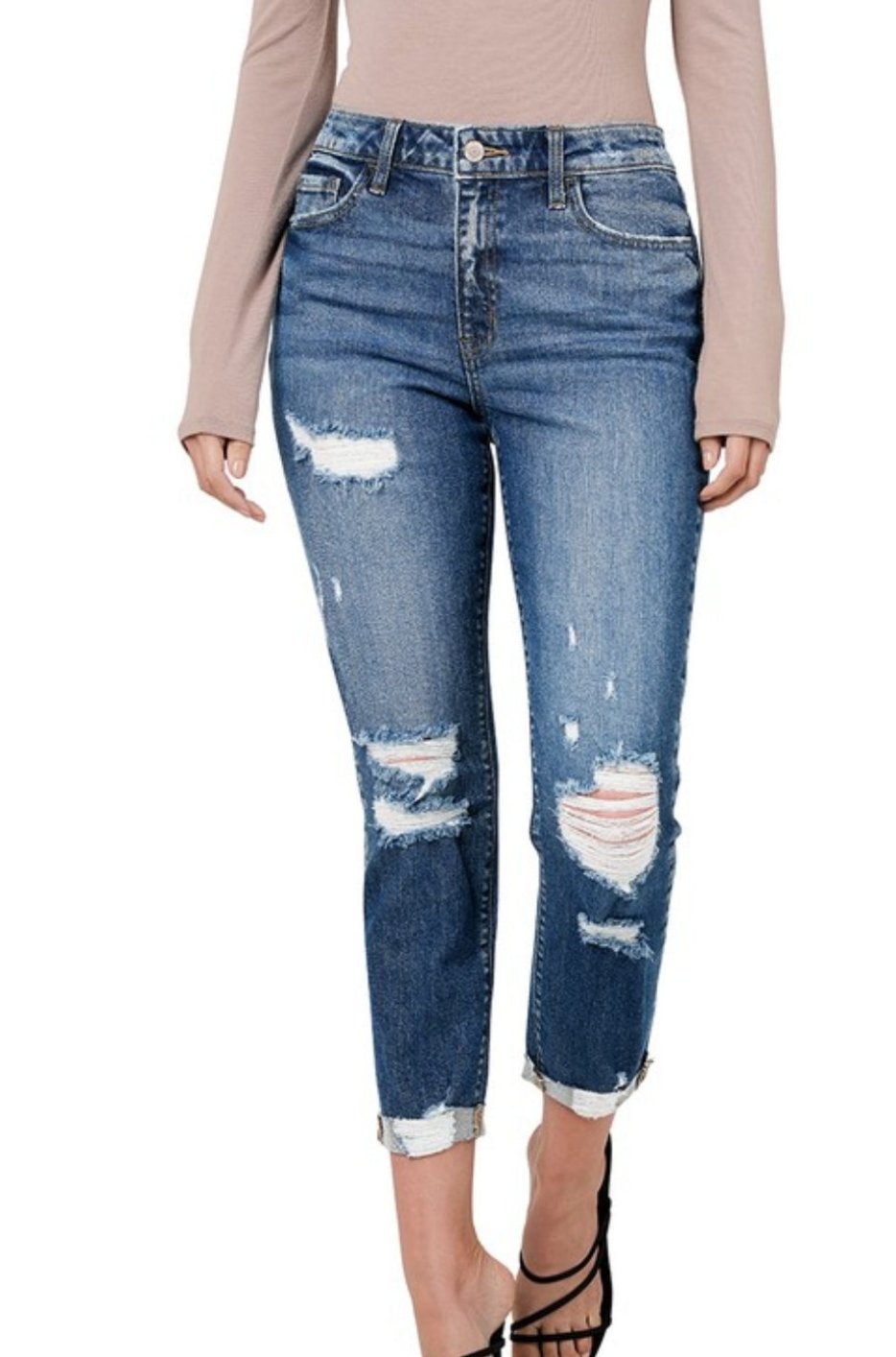 Leslie Distressed Cropped Jeans
