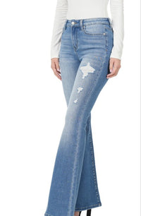 Laney Mid-Rise Distressed Flare Jeans