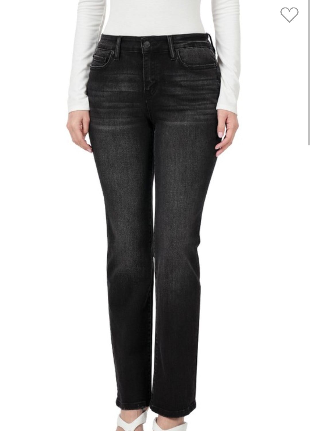 Anna Washed Black Straight Leg Jeans * on sale
