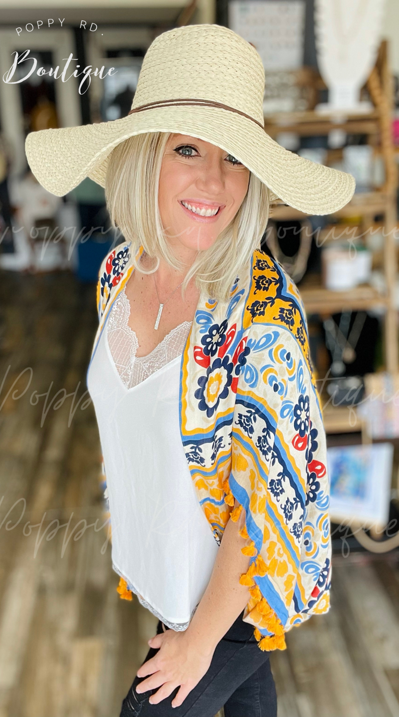 Cream Sun Hat with Leather Strand Band * on sale