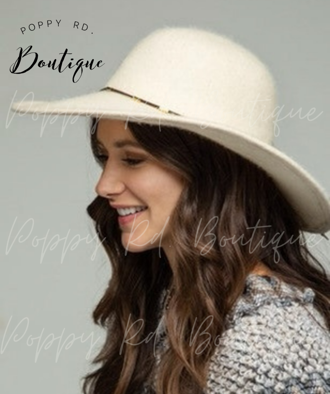 Ivory wool floppy panama hat with suede band * on sale
