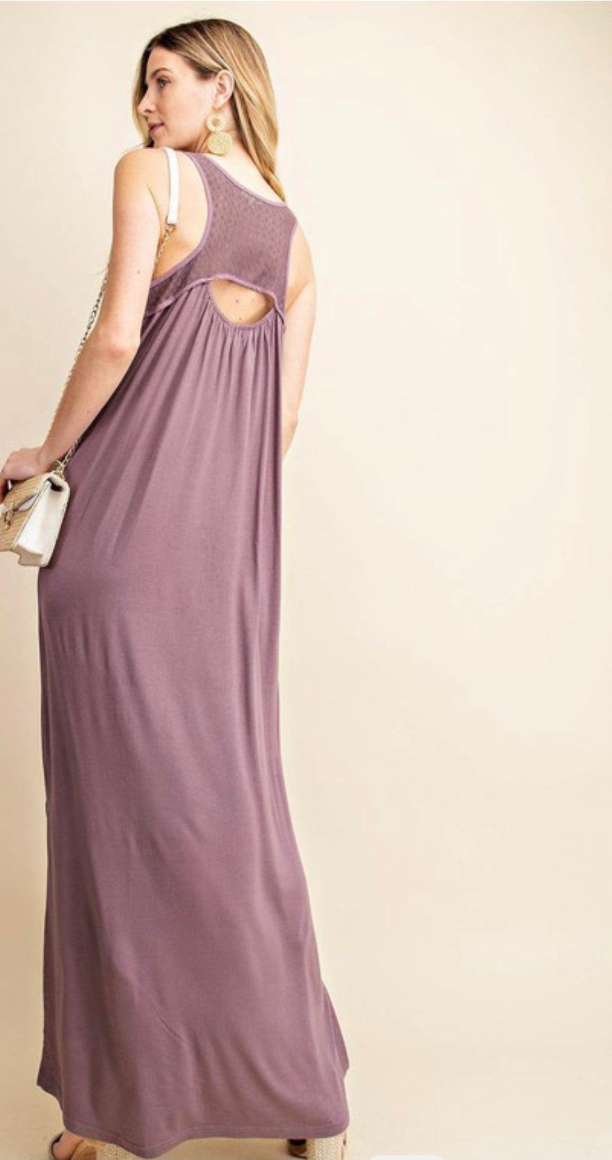 Lavender Mesh back Maxi Dress * on sale