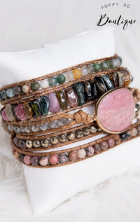 Pink Jasper stone wrap bracelet