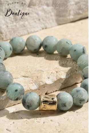 Kiwi Jasper stone bead bracelet