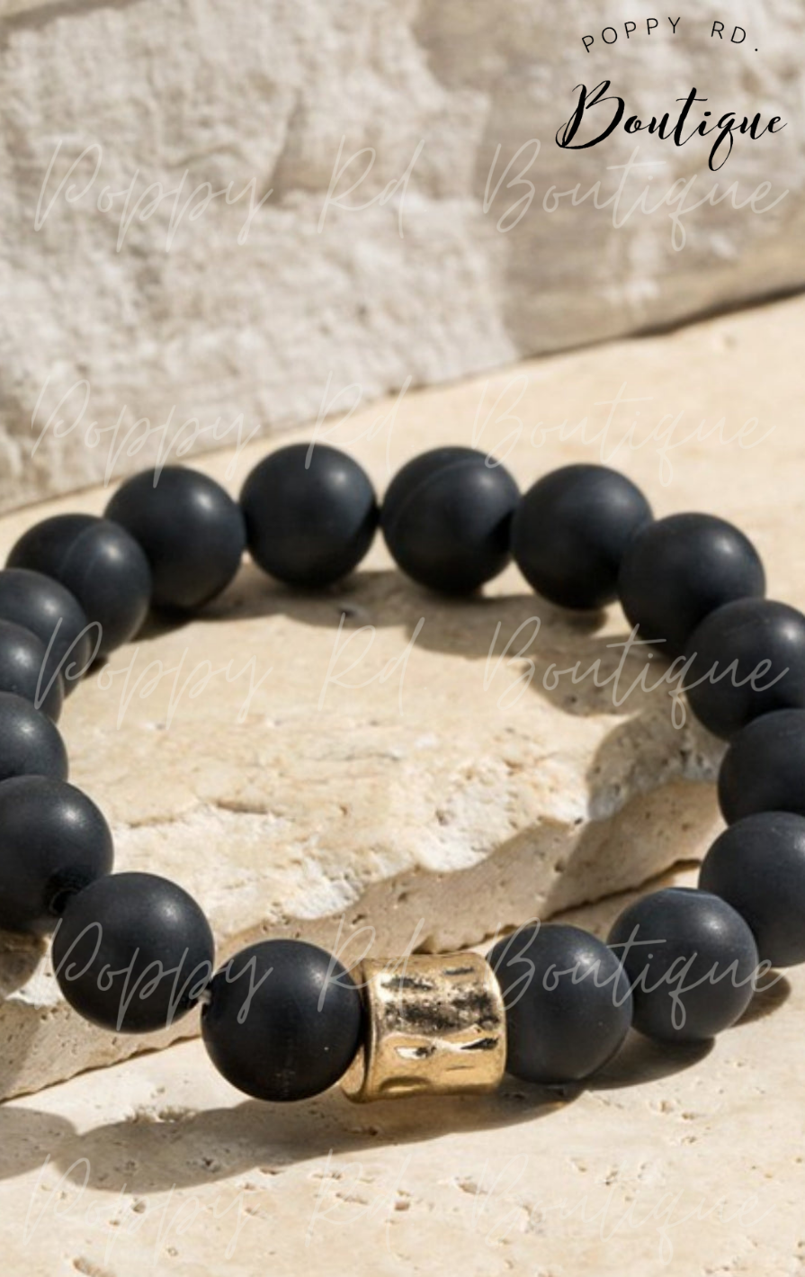 Black Granite Stone bead bracelet