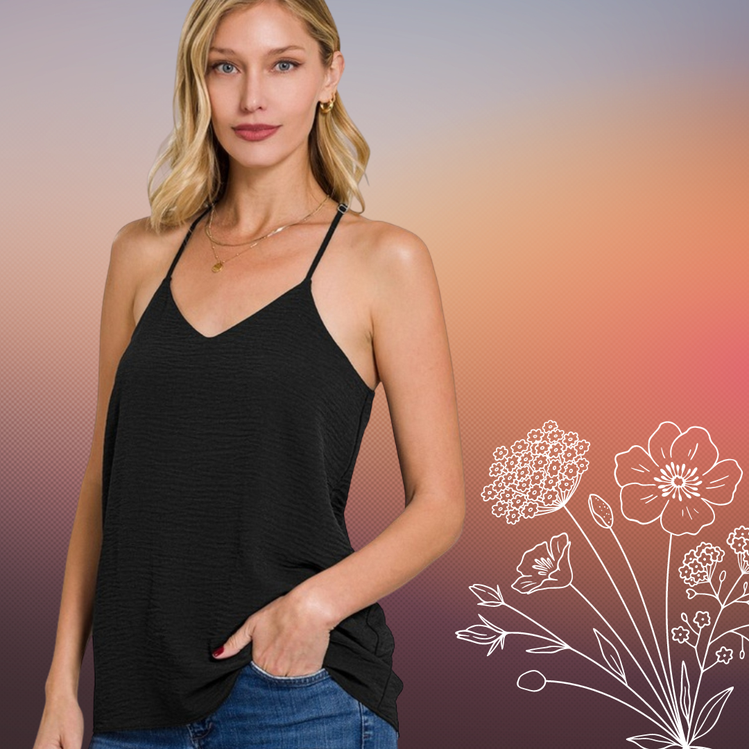 Carnival linen cami in black * on sale
