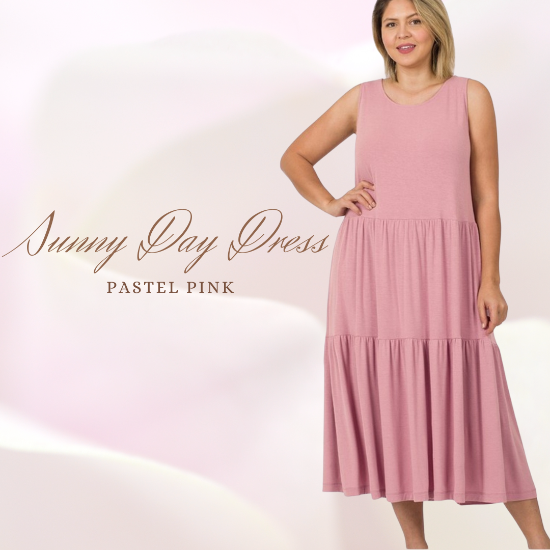 Sunny Day Dress in Pastel Pink Sm - 3XL * on sale