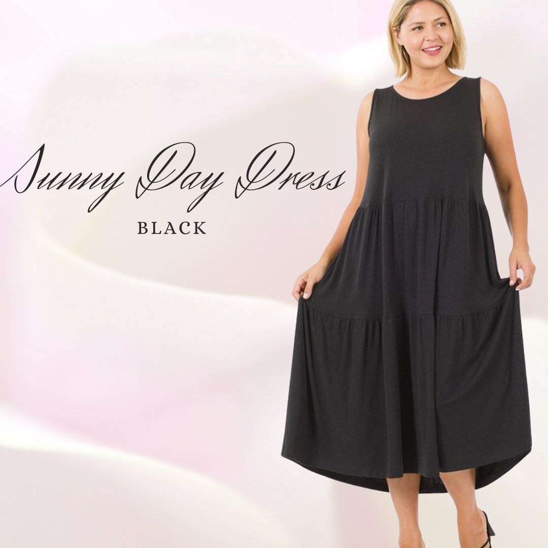 Sunny Day Dress in Black 1X - 3XL