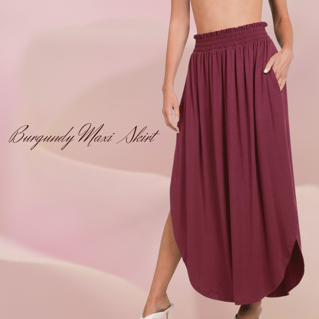 Burgundy Maxi Skirt S- 3XL * on sale