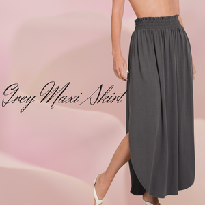 Grey Maxi Skirt 1X - 3X