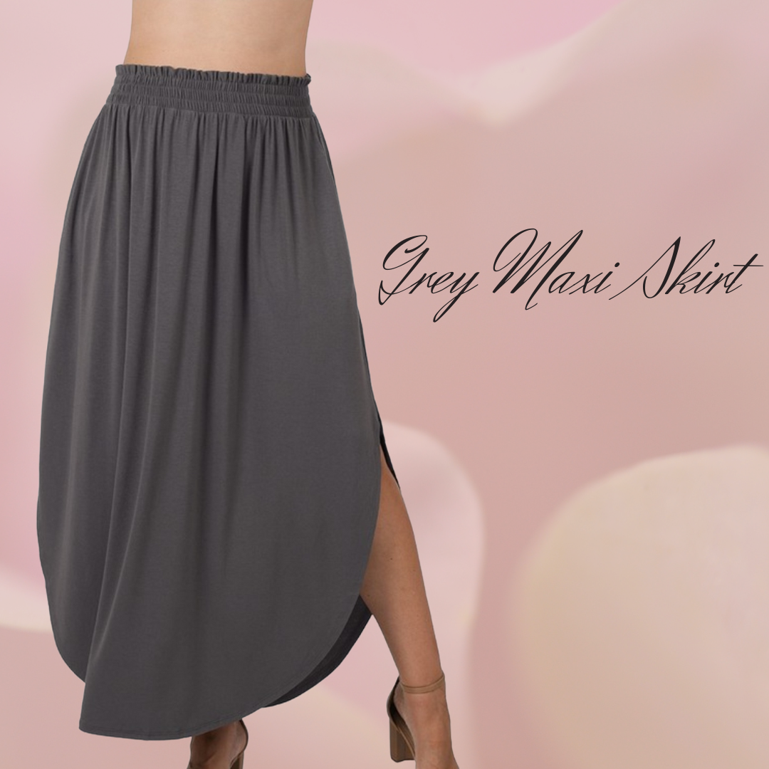 Grey Maxi Skirt 1X - 3X * on sale