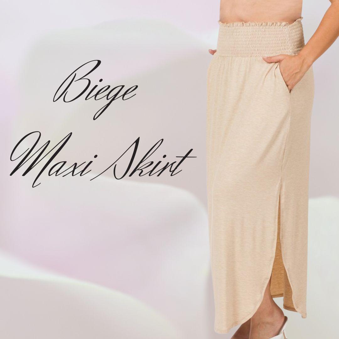Heather Beige Maxi Skirt 1X - 3X * on sale