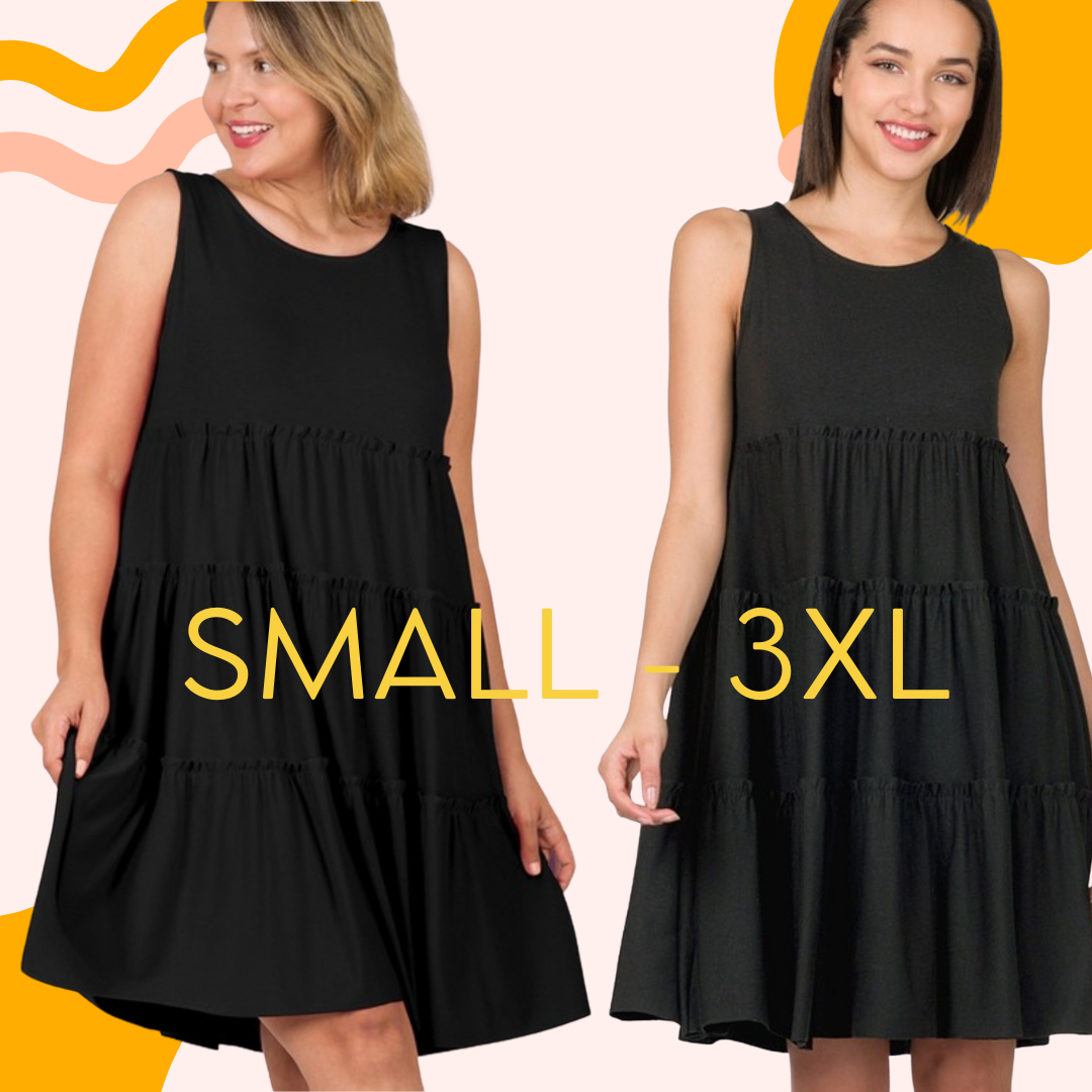 Black tiered midi dress 2XL * on sale