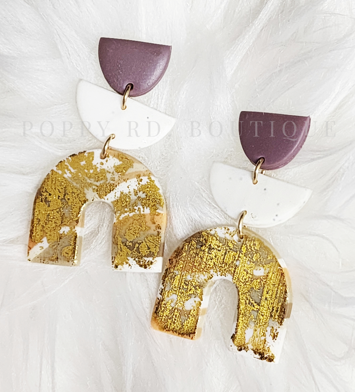 Lavender and Gold Clay Earring set